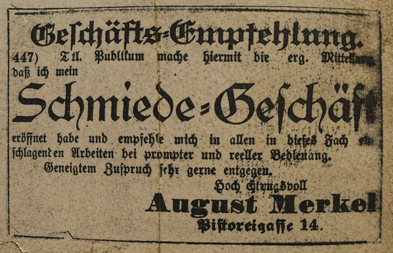 Gründung der eigenen Huf- und Wagenschmiede
