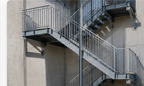 Stahltreppe mit Geländerkonstruktion