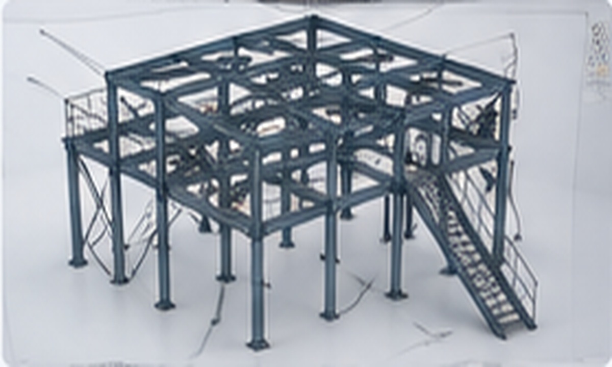 Dreidimensionales CAD-Modell einer Stahlkonstruktion